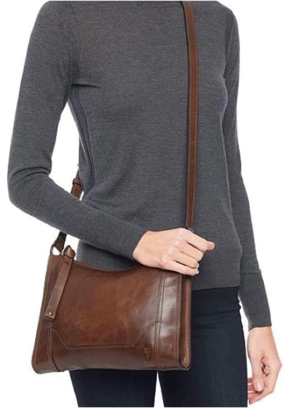 Frye Cognac Brown Leather Crossbody Bag - Picture 3 of 11